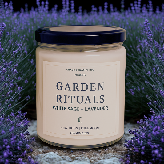 Garden Rituals Candle – White Sage + Lavender (9oz Soy Blend)