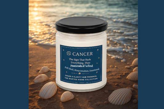 Cancer Zodiac Candle – Feels Everything, Pretends It’s Fine - Chaos & Clarity Hub